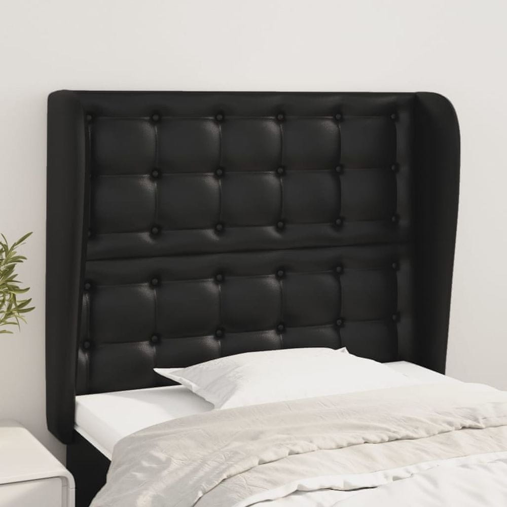 Vidaxl Čelo postele so záhybmi čierne 103x23x118/128 cm umelá koža
